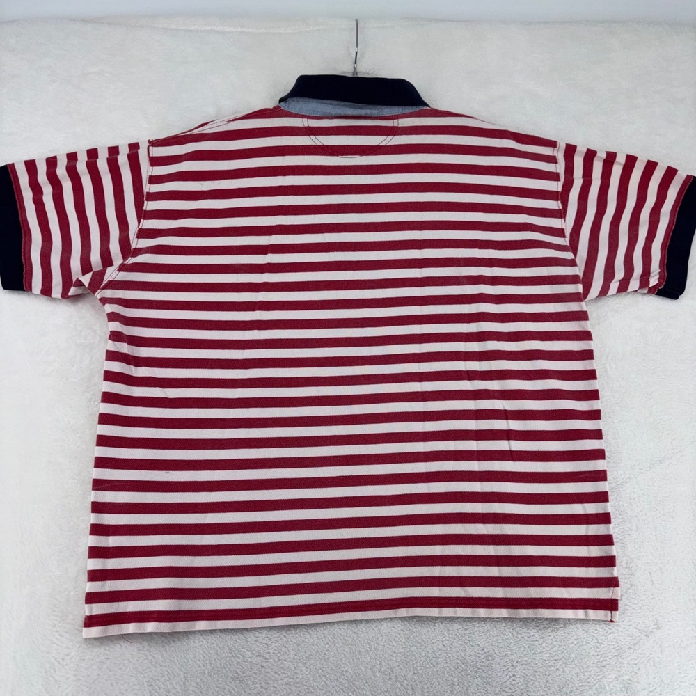 VTG LL Bean Casco Bay Men Large Red White Striped Cotton Polo Shirt L732 Portuga - Picture 7 of 10